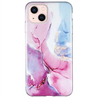 For iPhone 13 mini 5.4 inch Marble Pattern IMD Slim Phone Case Anti-drop Soft TPU Back Cover