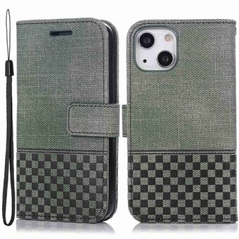 For iPhone 13 mini 5.4 inch Anti-fall Phone Wallet Case Cloth Texture PU Leather RFID Blocking Phone Cover Stand