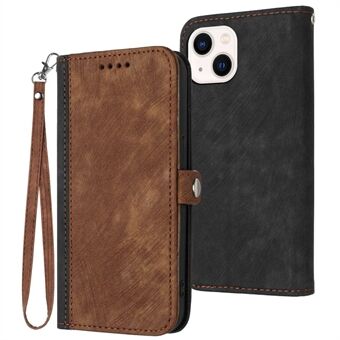 YX0020 for iPhone 13 mini 5.4 inch Drop-proof Phone Case PU Leather Stand Dual Magnetic Clasp Phone Cover with Strap