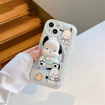 For iPhone 13 mini 5.4 inch Cartoon Pattern Printing TPU Case Protective Phone Cover with Air Cushion Puppy Shape Kickstand