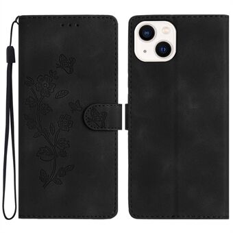 For iPhone 13 mini 5.4 inch Leather Wallet Phone Cover Flower Imprinted Stand Mobile Case