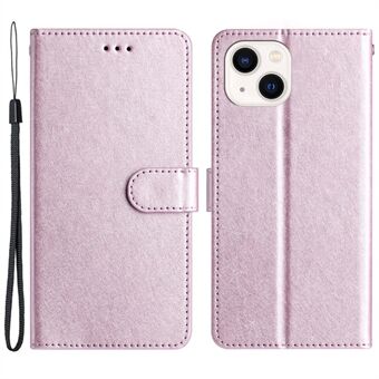 Flip Case for iPhone 13 mini 5.4 inch Silk Texture PU Leather Phone Cover Wallet Stand with Wrist Strap