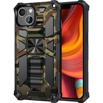 Camouflage Pattern Drop-resistant Phone Case Cover with Kickstand Magnetic Sheet for iPhone 13 Pro Max 6.7 inch