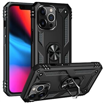 Military Grade PC TPU Shockproof Protection Case for iPhone 13 Pro Max 6.7 inch with Car Mount Rotary Ring Kickstand