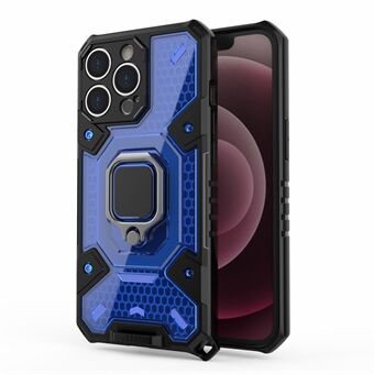 Well-protected PC+TPU Hybrid Case Magnetic Ring Kickstand Cover for iPhone 13 Pro Max 6.7 inch