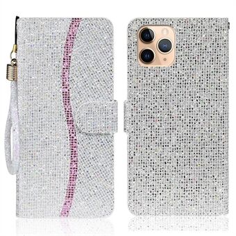 Glittery Powder Leather Wallet Phone Protective Case with Stand and Strap for iPhone 13 Pro Max 6.7 inch