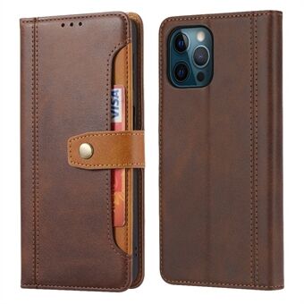 Business Style Outer Card Holder Leather Wallet Case with Stand Function for iPhone 13 Pro Max 6.7 inch