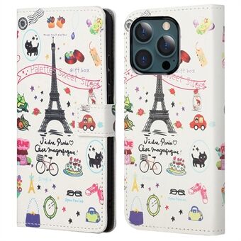 Stand Feature Pattern Printing Premium PU Leather Wallet Flip Protective Cover for iPhone 13 Pro Max 6.7 inch