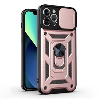 Camera Slide Shockproof Phone Case Anti-drop Back Cover with Kickstand for iPhone 13 Pro Max 6.7 inch