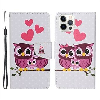 All-around Protection Pattern-Printing Handy Strap Leather Cell Case with Wallet and Stand for iPhone 13 Pro Max 6.7 inch