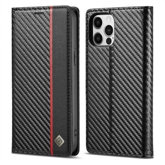 LC.IMEEKE Carbon Fiber Texture Splicing Wallet Design Leather Phone Cover Shell for iPhone 13 Pro Max 6.7 inch