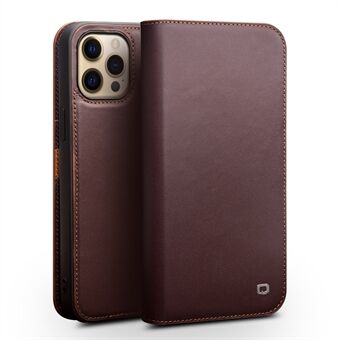 QIALINO Folio Flip Wallet Design Top Layer Cowhide Leather Phone Cover with Stand for iPhone 13 Pro Max 6.7 inch