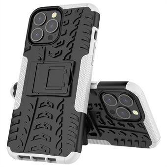 Heavy Duty Protection Tire Texture PC + TPU Shockproof Cover Case with Kickstand for iPhone 13 Pro Max 6.7 inch