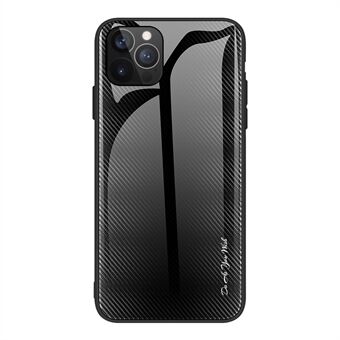 Carbon Fiber Texture Design Soft TPU Edge + Tempered Glass Back Hybrid Phone Case Cover for iPhone 13 Pro Max 6.7 inch