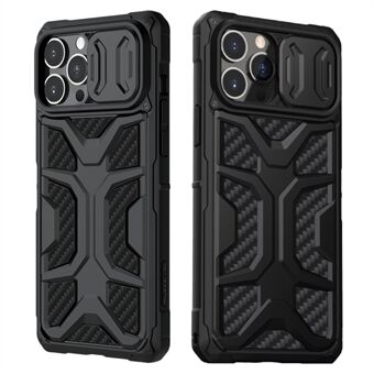NILLKIN Adventurer Honeycomb Twill Anti Slip Slide Camera Cover Hard Phone Case TPU+PC Phone Protective Cover for iPhone 13 Pro Max 6.7 inch - Black