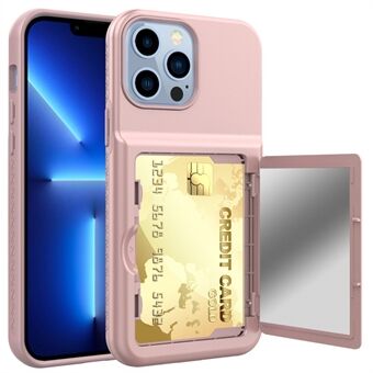 Drop Protection Acrylic+TPU Hybrid Case Cover with Card Holder and Hidden Mirror for iPhone 13 Pro Max 6.7 inch
