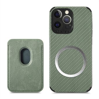 Carbon Fiber Detachable Design Phone Shell Magnetic Absorption Card Holder Leather and TPU Phone Case for iPhone 13 Pro Max 6.7 inch