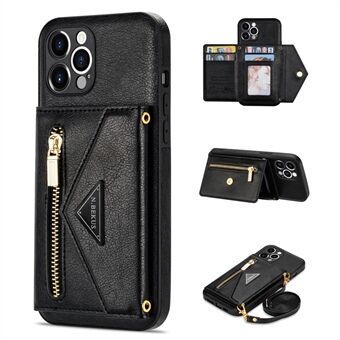 N.BEKUS for iPhone 13 Pro Max 6.7 inch Kickstand Design Snap Button Wallet Scratch-resistant PU Leather + TPU Protective Phone Case