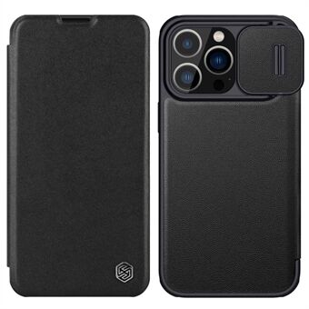 NILLKIN Qin Pro Series for iPhone 13 Pro Max 6.7 inch Phone Case, Card Holder Design Cloth Texture Leather PC+TPU Phone Shell with Camera Cover - Black