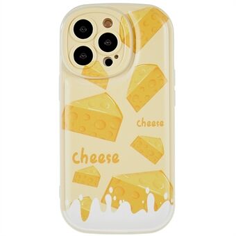 For iPhone 13 Pro Max 6.7 inch Phone Cover Cute Cartoon Cheese Pattern Printing Four Corner Airbag Anti-Fall Soft TPU Back Case