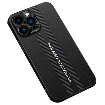 For iPhone 13 Pro Max 6.7 inch Drop Resistant Carbon Fiber Textured PU Leather Coated PC+TPU Hybrid Case Phone Protective Cover