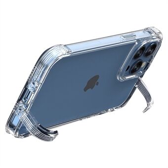 For iPhone 13 Pro Max 6.7 inch Four Corner Kickstand Phone Case Anti-drop PC + TPU Transparent Cover