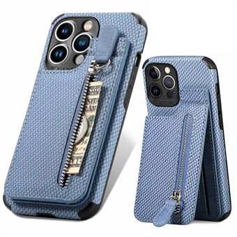 Kickstand Phone Cover for iPhone 13 Pro Max 6.7 inch, Woven Texture PU Leather + TPU Zipper Pocket Case