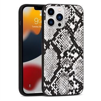For iPhone 13 Pro Max 6.7 inch Snake Textured PU Leather Coated Soft TPU + Hard PC Hybrid Phone Shell Back Protective Cover