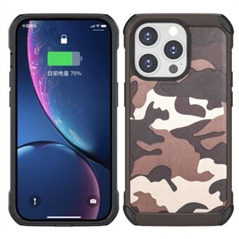 For iPhone 13 Pro Max 6.7 inch Shockproof Camouflage Pattern PU Leather Coated Phone Back Cover with Airbag ABS+PC Protective Case