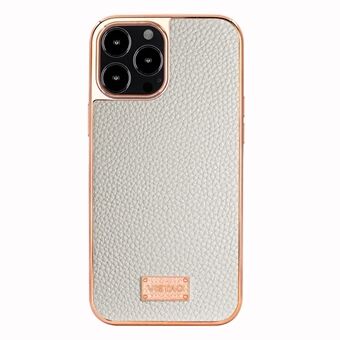 VIETAO Electroplating Phone Case For iPhone 13 Pro Max 6.7 inch, Drop-proof Litchi Texture PU Leather + TPU Phone Cover
