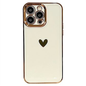 Anti-Fall Slim Phone Case for iPhone 13 Pro Max 6.7 inch Shockproof Case Heart Pattern Electroplating TPU Phone Protector