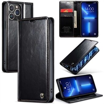 CASEME 003 Series For iPhone 13 Pro Max 6.7 inch Supporting Stand Design PU Leather Phone Case Wallet Retro Waxy Texture Magnetic Closure Phone Cover