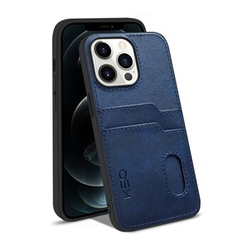 KSQ Style-A For iPhone 13 Pro Max 6.7 inch PU Leather Coated TPU Protective Cover Shockproof Phone Back Case with 2 Card Slots