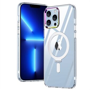 Clear Phone Cover for iPhone 13 Pro Max 6.7 inch, PC+TPU Shockproof Concealed Kickstand Electroplating Design Magnetic Phone Case Compatible with MagSafe
