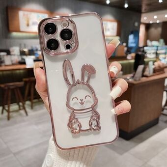 For iPhone 13 Pro Max 6.7 inch Shockproof Cute Rabbit Phone Case Clear TPU Protective Cover with Lens Film