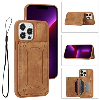 Back Shell for iPhone 13 Pro Max 6.7 inch, Shock-absorbing PU Leather Coated TPU Phone Case Dual Card Holder Kickstand Magnetic Cover