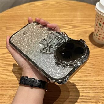 Anti-Fall TPU Phone Case for iPhone 13 Pro Max 6.7 inch Spaceman Glitter Phone Shell Electroplating Shockproof Case with Lens Cover