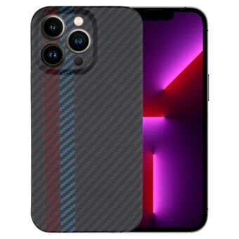For iPhone 13 Pro Max 6.7 inch Color Splicing Mobile Phone Protective Cover, Precise Cutout Carbon Fiber Texture Aramid Fiber Back Case - Black / Blue / Red