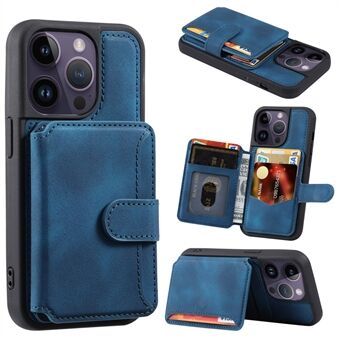 For iPhone 13 Pro Max Leather Coated TPU Phone Case RFID Blocking Wallet Kickstand Phone Cover
