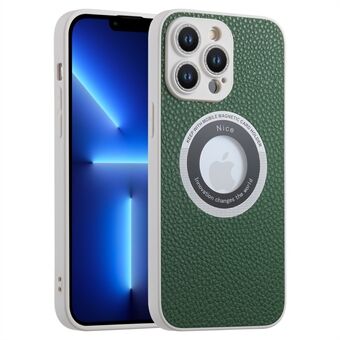 For iPhone 13 Pro Max Compatible with MagSafe Phone Case Glitter Glass Lens Film Leather Coated TPU Cover