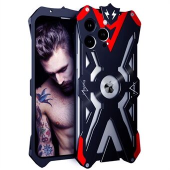 For iPhone 13 Pro Max Protective Armor Case Aluminum Alloy Drop Protection Phone Cover - Black / Red