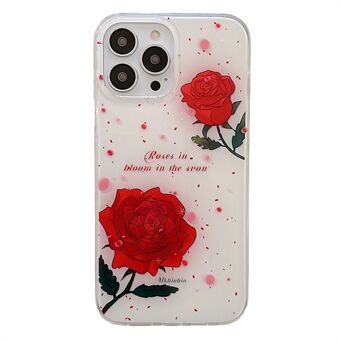 For iPhone 13 Pro Max 6.7 inch Rose Flower IMD Phone Case Soft TPU Protective Cover