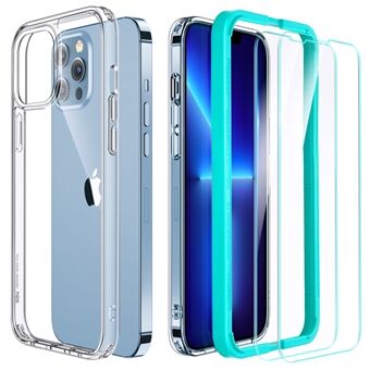 ESR For iPhone 13 Pro Max Clear Phone Case PC+TPU Hybrid Shockproof Cover with Tempered Glass Film+Installation Frame