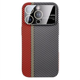 Slim PC Case for iPhone 13 Pro Max 6.7 inch Carbon Fiber Texture Phone Cover with Glass Lens Film