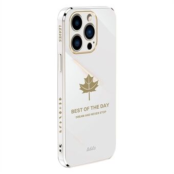 Straight Edge TPU Cover for iPhone 13 Pro Max 6.7 inch Maple Leaf 6D Electroplated Phone Case