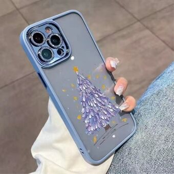 TPU Phone Case for iPhone 13 Pro Max , Glitter Camera Ring Christmas Tree Pattern Cover with Lens Film