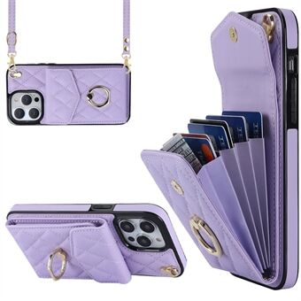 For iPhone 13 Pro Max 6.7 inch RFID Blocking Phone Case Multiple Card Slots Ring Kickstand PU+TPU Phone Cover