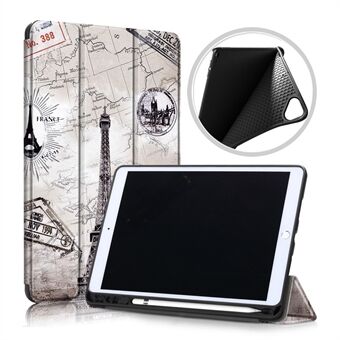 Patterned Printing Leather Tri-fold Stand Smart Tablet Casing with Pen Slot for Apple iPad 10.2 (2021)/(2020)/(2019)