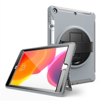 360° Swivel Kickstand PC + TPU Tablet Back Shell with Hand Strap for iPad 10.2 (2021)/(2020)/(2019)