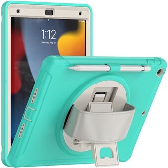 Hidden Kickstand PC + TPU Shockproof Tablet Case Cover with Hand Strap for iPad 10.2 (2021)/(2020)/(2019) - Mint Green